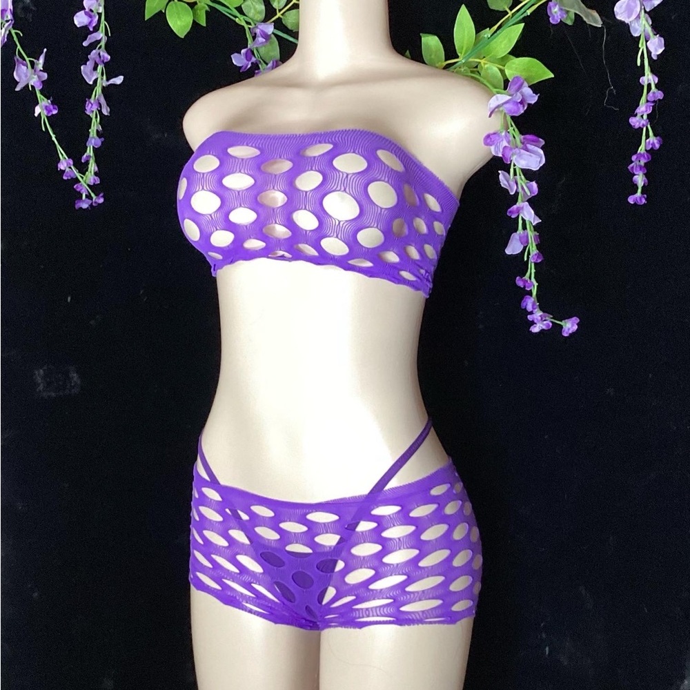 Fishnet 3 piece set exotic dancewear stripper outfit